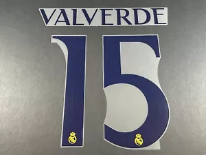 2023 2024 AVERY DENNISON REAL MADRID VALVERDE 15 HOME PLAYER SIZE NAMESET - Picture 1 of 2