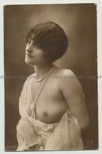 Pensive French Nude / Breast Flasher (Vintage Photo PC: Jean Agélou ~ 1910s/1920