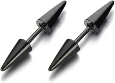 Brincos piercing cônico de aço inoxidável com rebite 2 peças masculinos femininos - Imagem 1 de 4