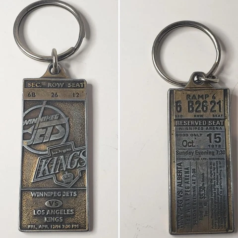 Winnipeg Jets Keychain final season w/ first and last home game tickets on it Cover
