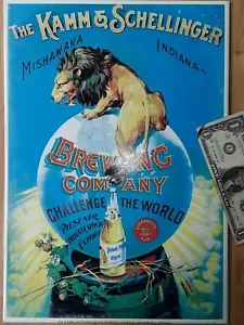 vintage KAMM & SCHELLINGER BREWING COMPANY metal sign. NOS never used old stock - Picture 1 of 8