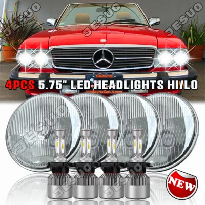 Fit Mercedes-Benz 380SL 450SL 560SL 4PCS 5.75" Round LED Headlights Hi/Lo Beam - Imagem 1 de 4