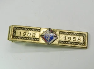 Vintage Gold tone Knights of Columbus (K C) commemorating 1908-1958 Tie Clip/Bar - Picture 1 of 3