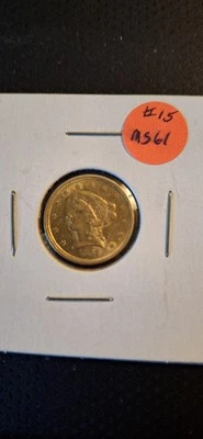 Moneda de oro cabeza libertad 1861 como nueva 2,50, guerra civil/antiguo reverso r3 #15 Foto 1 de 2