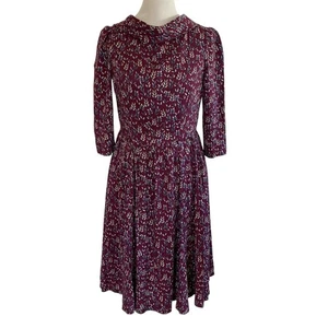 Gal Meets Glam Beth V-Back Wine Blue Purple Dress 6 Nordstrom Exclusive Floral - Picture 1 of 14