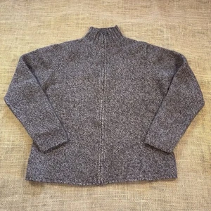 LL Bean Womans Lambs Wool/Angora Rabbit Hair Brown Full Zip Sweater Size Medium - Picture 1 of 4