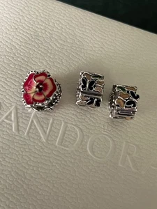 Konvolut Pandora Charm Clip Siefmütterchen Schmetterling - Bild 1 von 4