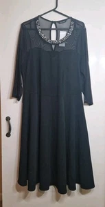 Evans Black Jewel And Mesh Stretch Skater Style Occasion Dress 20 NWT Party - Picture 1 of 13