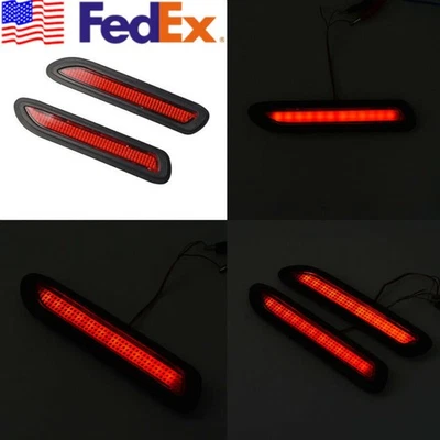 US SHIP Pair 12V Universal Car Rear Bumper Reflector Light Red Lens LED Fog Lamp - Image 1 of 4