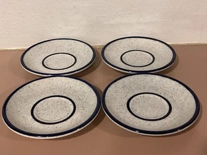 Syracuse China USA Speckled Cobalt Blue Restaurant Ware Saucers Set Of 4 - Picture 1 of 6