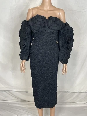 Mara Hoffman Women's Dress Luna Off Shoulder Sheath Midi Size S Black - Image 1 of 4