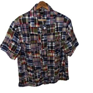Todd Snyder Knopfleiste Patchwork Guayabera Kurzarm Hemd Größe Large Madras - Bild 1 von 17