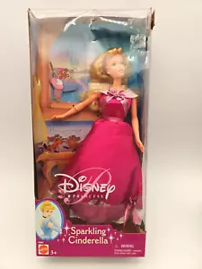 Disney Princess Sparkling Cinderella Barbie Doll Pink Dress Mattel 2001 NRFB - Picture 1 of 7
