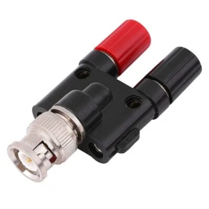 BNC Male Plug- to 2X 4mm Dual Banana Female Jack Socket Binding Post RF- Coaxial - Zdjęcie 1 z 8