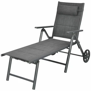 Costway Patio Reclining Chaise Lounge Padded Chair Aluminum Adjust Neck Pillow - Picture 1 of 11