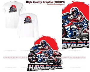 Hayabusa Motorcycle Biker USA American Flag Colors Graphic Art T Shirt S-5X - Picture 1 of 4