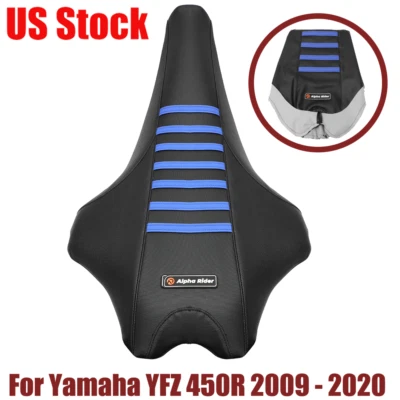 Cubierta de asiento para Yamaha YFZ 450R 2009 - 2021 TODO NEGRO / BULE RIBS YFZ450REL SE EE. UU. Foto 1 de 4