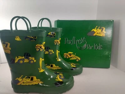 FoxFire Para Niños Verde Construcción Botas de Lluvia Barro Nuevas En Caja Original Talla 2 Foto 1 de 4