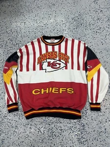 VTG 90s Nutmeg NFL Kansas City Chiefs Pullover AOP Crewneck Sweatshirt - Mens XL - Picture 1 of 6