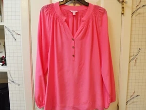 Lilly Pulizer Silk Blouse in Pink----size L - Picture 1 of 8