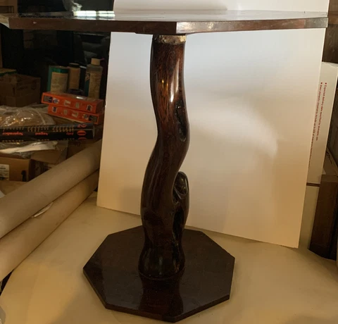 Vintage Handmade Polished Petrified Wood Small 8 Sided Table Furniture Cover