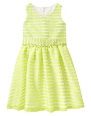 NWT GYMBOREE SPRING LAWN PARTY Green Stripe Organza DRESS 4 5 6 7 WEDDING Easter - Image 1 of 2