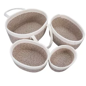 4-piece Storage Basket With Large Side Straps Hand Made Laundry Basket Bins USA - Picture 1 of 9