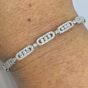 5Ct Round Cut Lab Created Diamond Women's Tennis Bracelet 14K White Gold Plated - Picture 1 of 8