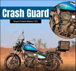 "CRASH GUARD WITH SLIDER MATT BLACK" FIT FOR ROYAL ENFIELD METEOR 350 - Picture 1 of 4