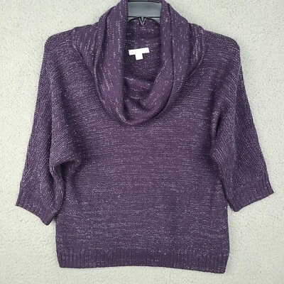 Suéter New York & Company Mujer Pequeño Púrpura Metálico Capucha Cuello Manga Dolman Foto 1 de 4