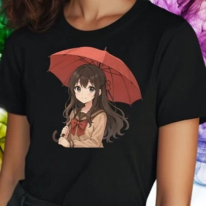 T-Shirt Frauen Anime Regenschirm Mädchen Motiv Baumwolle Größe XS bis 3XL - Bild 1 von 1