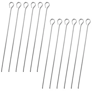 12x Spiedi da Griglia Acciaio Inox extra Lungo Carne Schaschlikspieß BBQ Spiedo - Foto 1 di 1