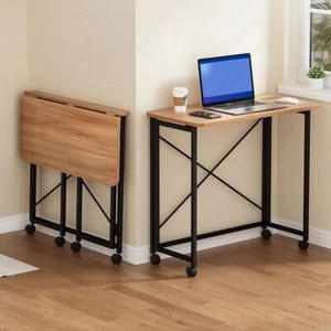 Wooden Portable Folding Computer Desk Home Office Desk for Small Spaces - Picture 1 of 9