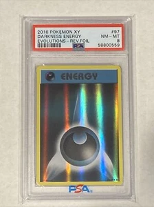 2016 Pokemon Evolutions Darkness Energy Reverse Foil Card Psa 8!!! - Picture 1 of 2