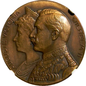 Germany  Prussia 1906  Wilhelm II & Victoria Medal NGC MS 64 BN By Mayer  (38-2) - Picture 1 of 4