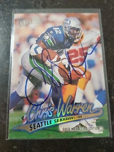 RARE 1997 Fleer Ultra GOLD Medallion Chris Warren Hand Signed On Card Auto Lions - Picture 1 of 3