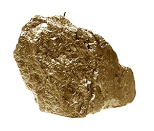 Candellana Medium Rock Candle, Shiny BRASS, Handcrafted, 3.5 x 4.3", FREE SHIP - Picture 1 of 6