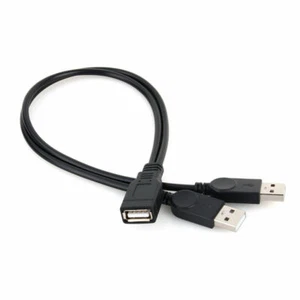 USB 2.0 Female to 2 Dual USB Male Power Adapter Y Splitter Cable Cord Connector - Picture 1 of 5