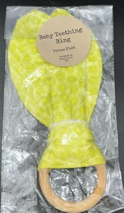 New Wooden Baby Teethers Ring With Soft Cloth Bunny Ears Sterile Sealed Natural - Picture 1 of 8