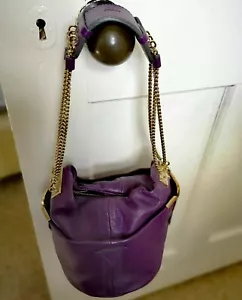 Collectible Chloe £750 Mini Milton triple chain bucket bag purple leather bnwt - Picture 1 of 6