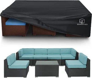 STARTWO 2 Years Lifespan Patio Furniture Covers 126"L x 63"W x 28"H, Black - Picture 1 of 7