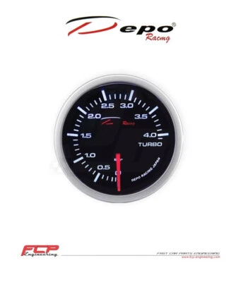 DEPO RACING MECHANICAL TURBO BOOST GAUGE 4 BAR 52mm WS-MW5201B-0-4BAR - Image 1 of 2