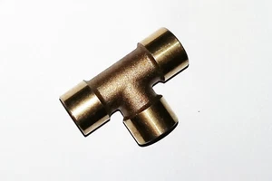 3/8" BSP Brass Equal TEE Female to Female to Female Connector Water Air Fuel Gas - Picture 1 of 2