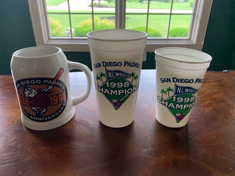 San Diego Padres Vintage 1996 Mug/1998 NL West Champion Cups Lot Cover