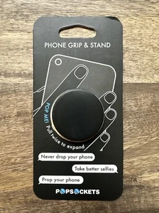 NEW Popsocket Pop Holder Socket Phone Grip Stand Black - NWT Sealed - Zdjęcie 1 z 2