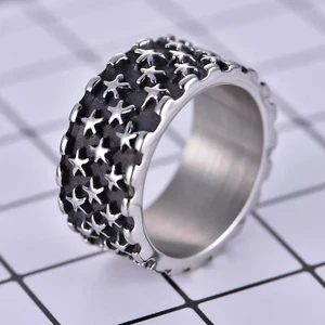 Anillo Estrella Rocky Vintage Para Hombre Estrella Acero Inoxidable Alianza de Boda Anillo Motociclista Punk - Imagen 1 de 5