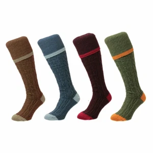 Bisley Cable Stripe Shooting Socks Wool Blend Outdoor Pursuits Gamekeeping - Picture 1 of 5