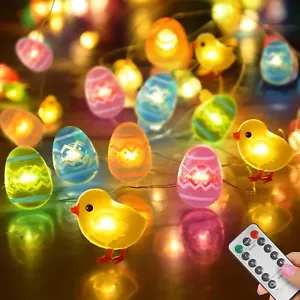 Easter Decorations Colorful 50 Egg LED String Lights Battery Operated Gift - Picture 1 of 12