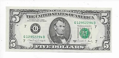$5 1988-A Chicago GD Villalpando/Brady  Choice Crisp Uncirculated - Image 1 of 2