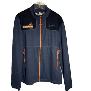 Howler Bros Grid Talisman Fleece Sweatshirt Jacke mittelblau Waffelmuster durchgehender Reißverschluss - Bild 1 von 9